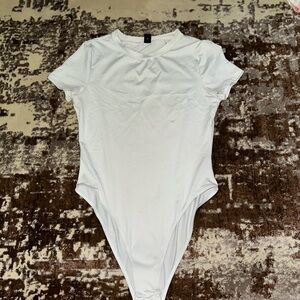 SHEIN White Bodysuit Timeless Design Scoop Neck